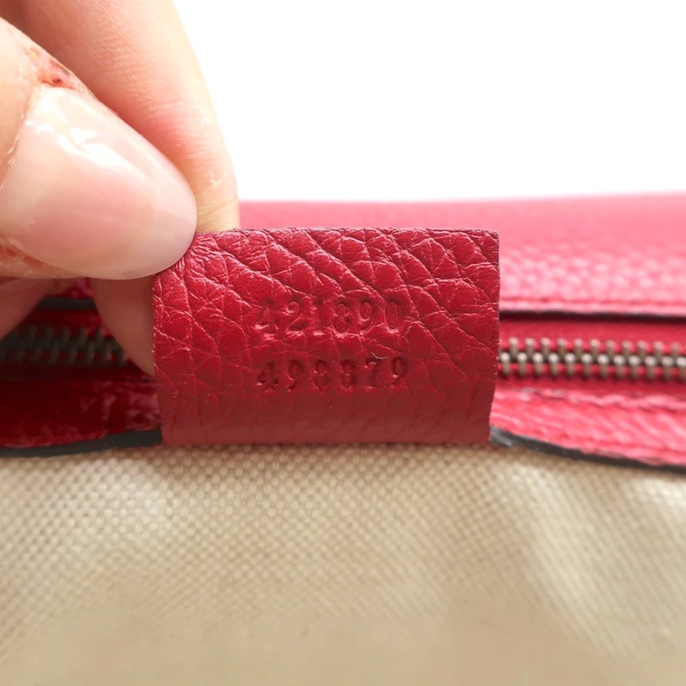 Gucci GG Marmont Small Top Handle Bag Red Grained Leather Crossbody - Picture 11 of 12